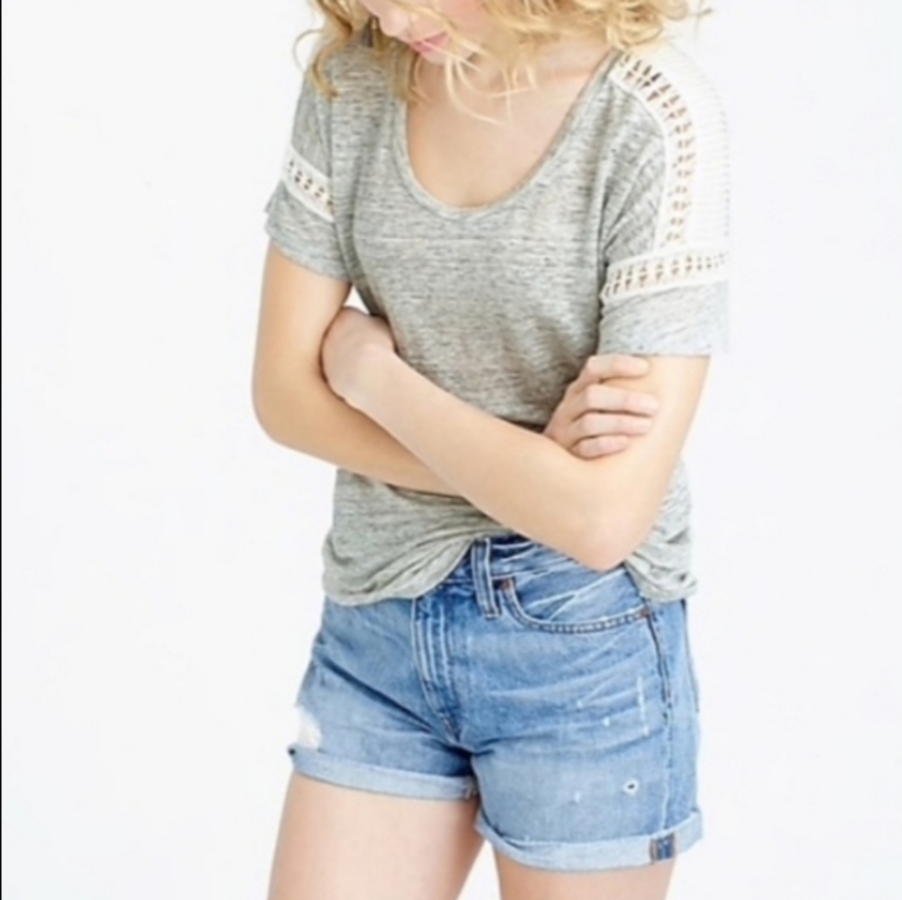 J. Crew Embroidered Linen Top, sz XXS